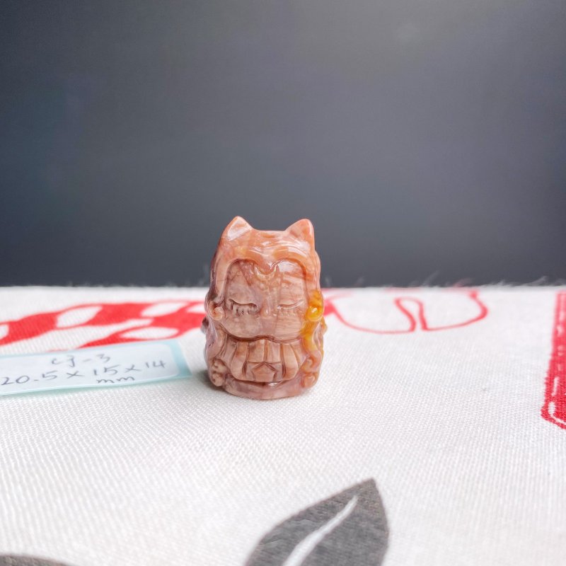 阿拉善 碧玉 九尾狐姬雕刻 DIY手链配件 安泰祈愿 目标达成 - 手链/手环 - 水晶 粉红色