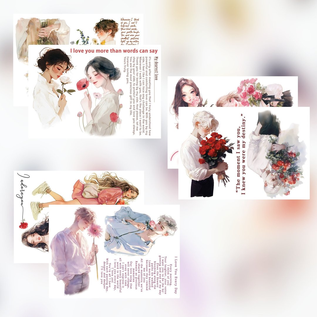 情人节季情绪贴纸 2种组合 - 男孩 女孩 白色PET (philip's store) - 贴纸 - 纸 多色