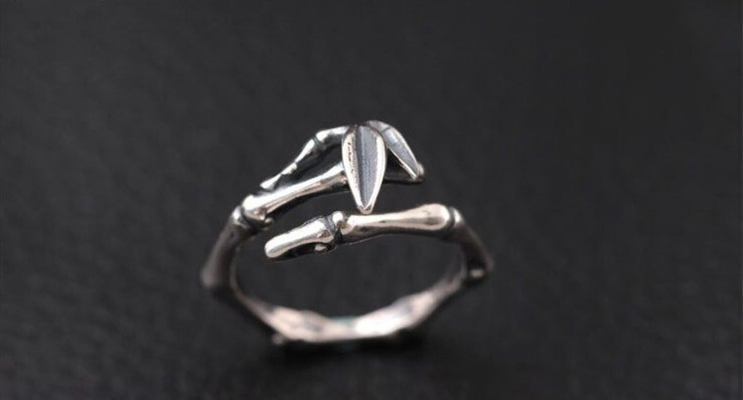 Genuine S925 Vulcanized Thai Silver Handmade Jewelry Ethnic Women Bamboo Rings - 戒指 - 银 银色