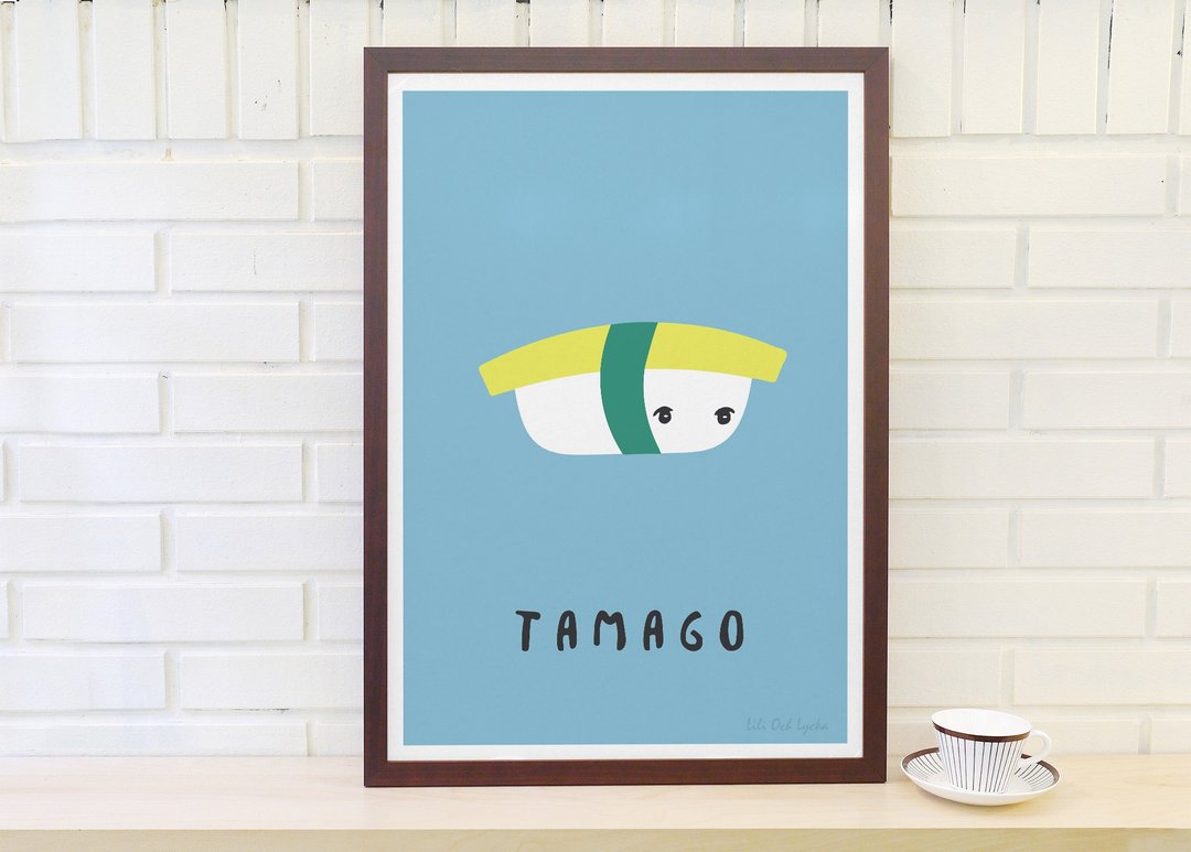 北欧复古简约海报 寿司3号-Tamago玉子烧 原创定制化挂画不含外框 - 海报/装饰画/版画 - 纸 黄色