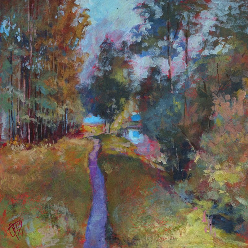 秋季风景印象派绘画原创艺术品 12x12 英寸 - 墙贴/壁贴 - 其他材质 多色