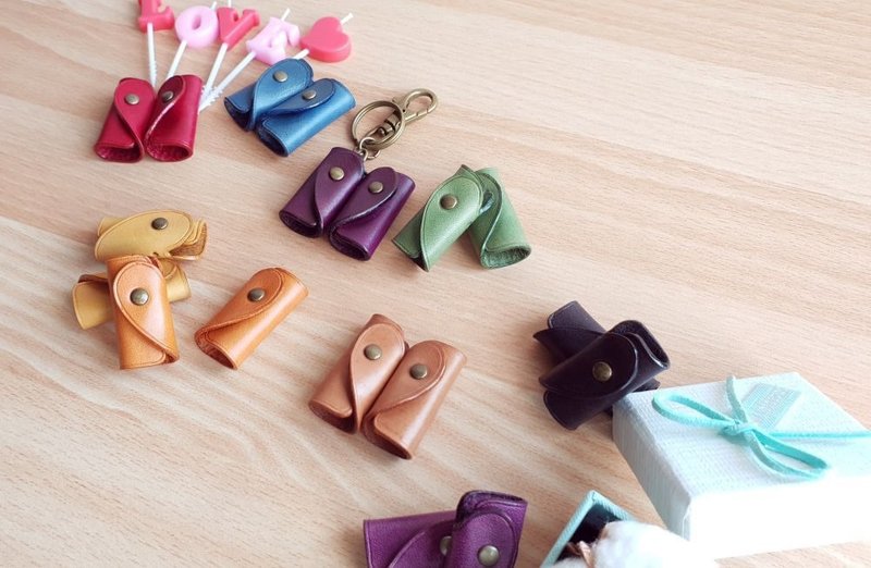 YF18_手作文创 情人节告白、生日、交换礼物、爱心钥匙圈 - 钥匙链/钥匙包 - 真皮 多色