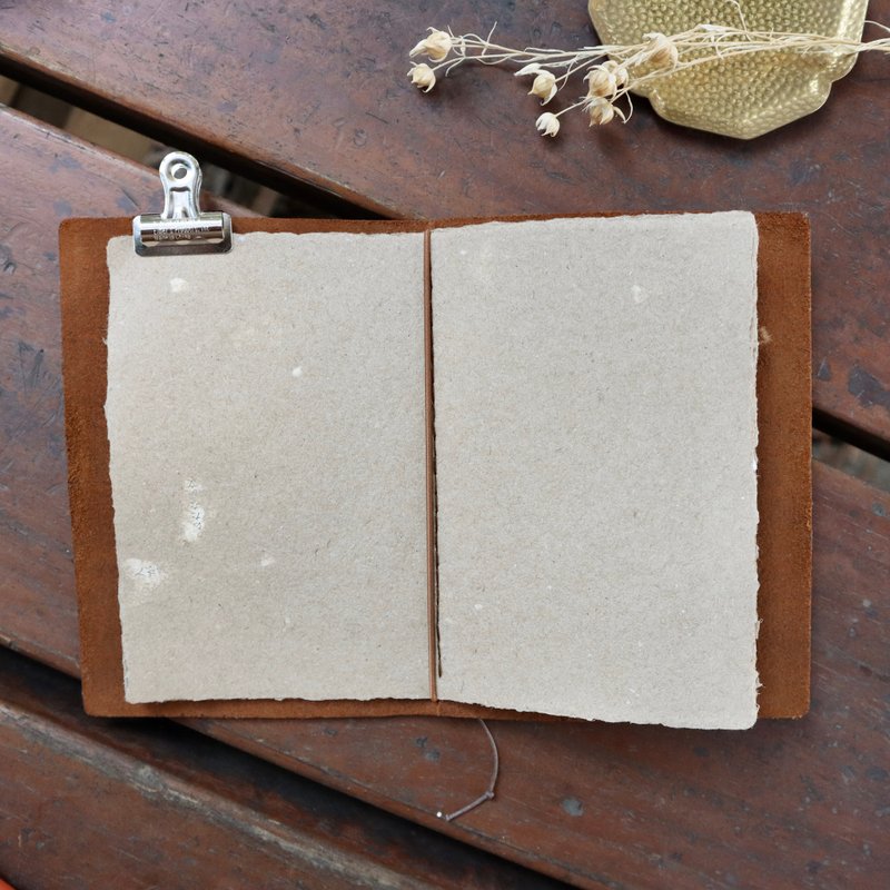 【木质调小手帐】手工纸 手抄纸 再生纸 漂流本 TN PA笔记本 - 笔记本/手帐 - 纸 卡其色