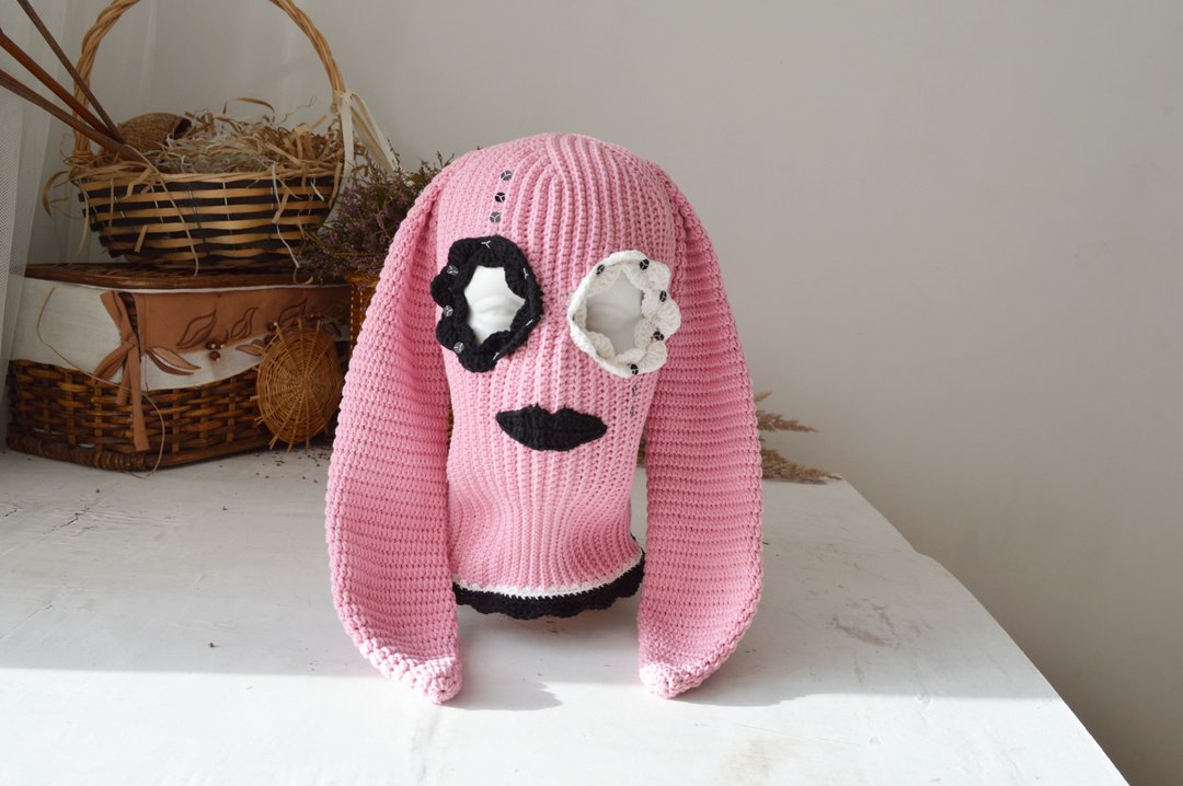 Custom bunny balaclava Cute ski mask with ears - 帽子 - 棉 多色