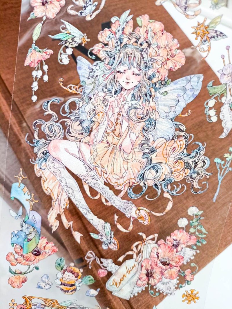 WF782_花仙子詩歌flower fairy poem/ 裝飾膠帶 - 纸胶带 - 塑料 多色
