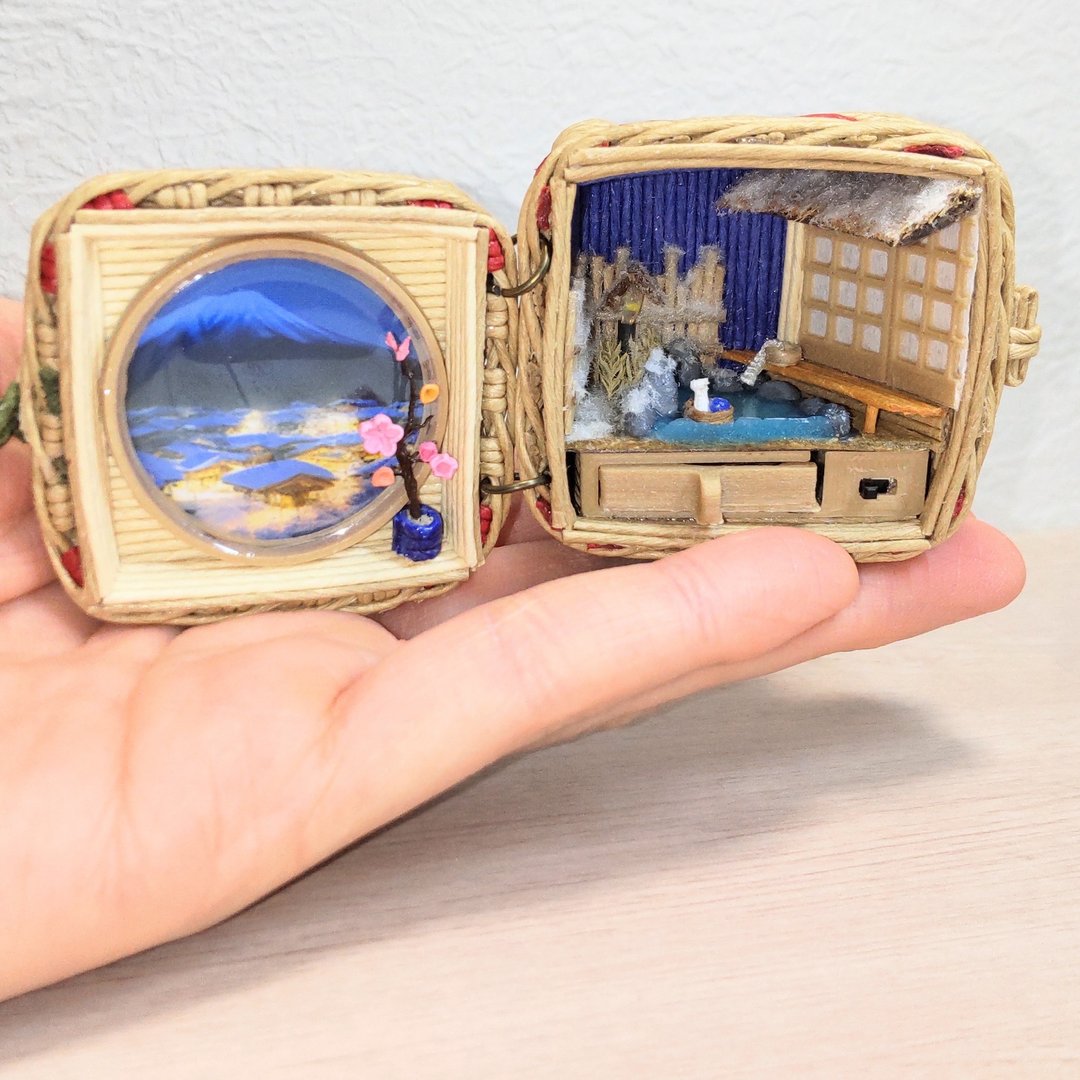 日本旅馆微型房屋工艺带微型篮子季节性装饰带 LED 灯 S 号 - 木工/竹艺/纸艺 - 其他材质 白色