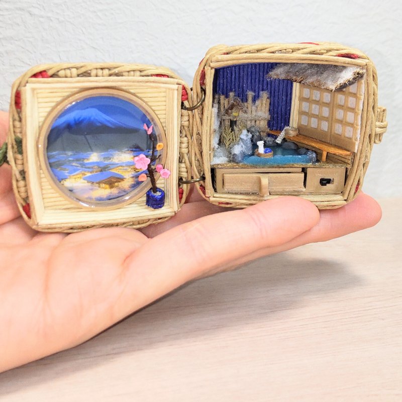 日本旅馆微型房屋工艺带微型篮子季节性装饰带 LED 灯 S 号 - 木工/竹艺/纸艺 - 其他材质 白色