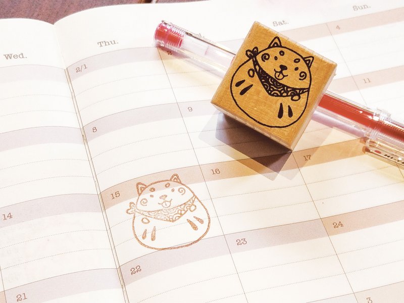 Dreaming琉璃屋  |  狗福神系列 - 柴犬 - 印章/印台 - 橡胶 卡其色