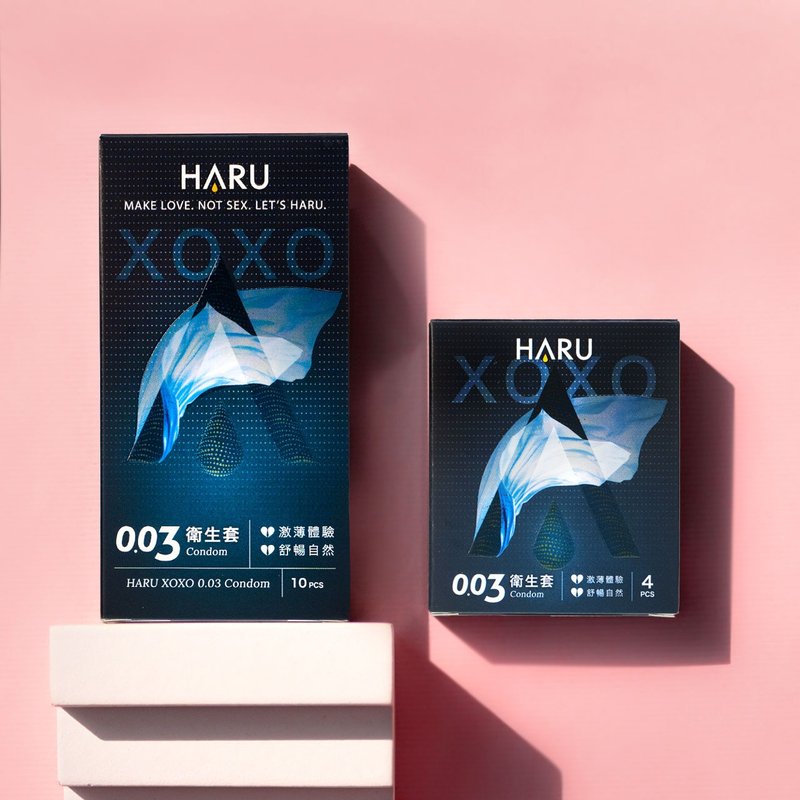 【HARU乳胶最薄款】XOXO 003激薄保险套 增量润滑液 4入/10 - 情趣用品 - 乳胶 