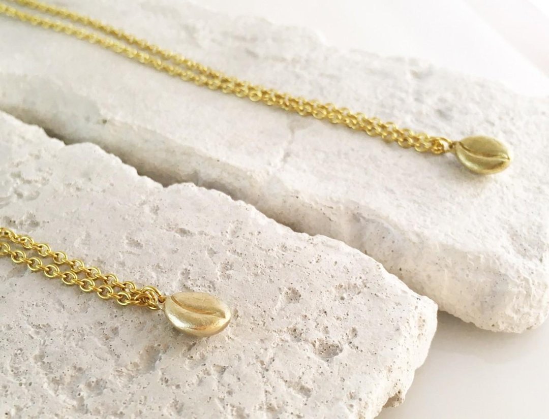 Coffee beans ◇ Brass pendant - 项链 - 其他金属 