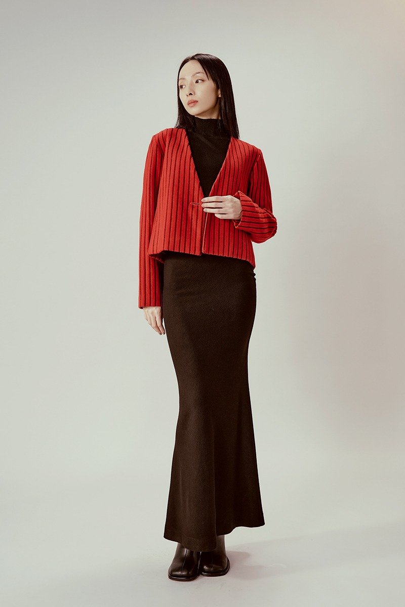 黑色鱼尾裙 - 裙子 - 羊毛 黑色