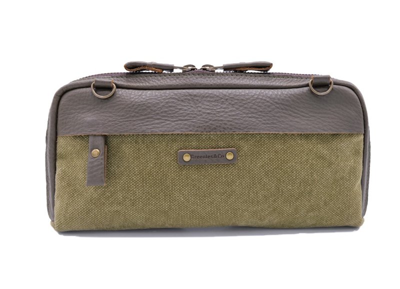 C&L Travel clutch with leather linked strap - 手拿包 - 棉．麻 绿色