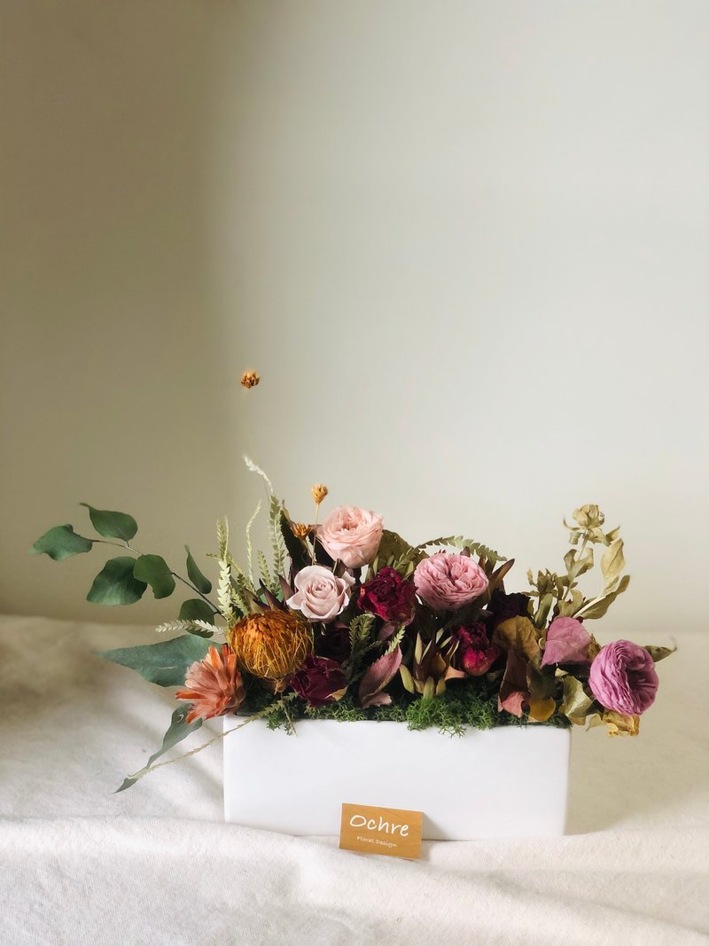 Ochre 开幕 乔迁 喜庆 祝贺花礼 桌花 盆花 花礼 花盒 - 干燥花/捧花 - 植物．花 粉红色
