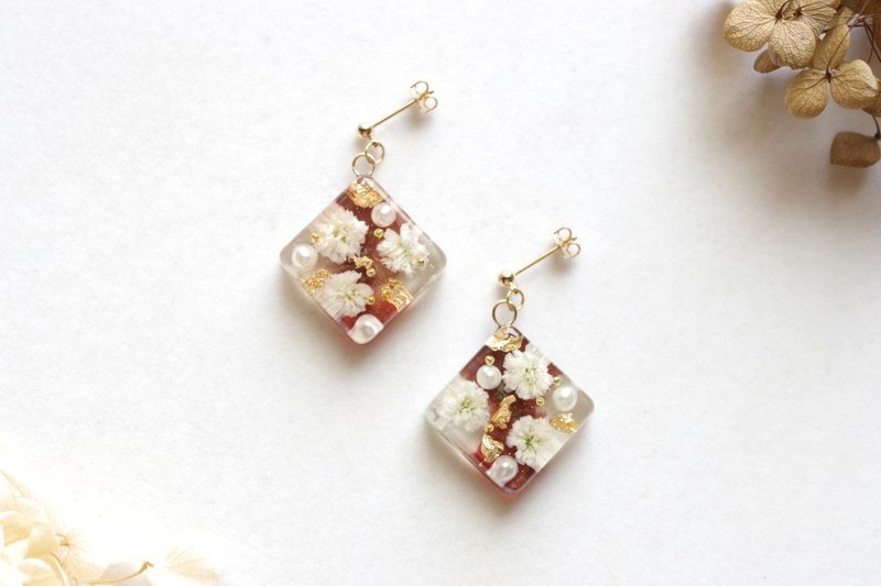 树脂艺术 方形耳环・音乐的献礼 - 耳环/耳夹 - 树脂 咖啡色