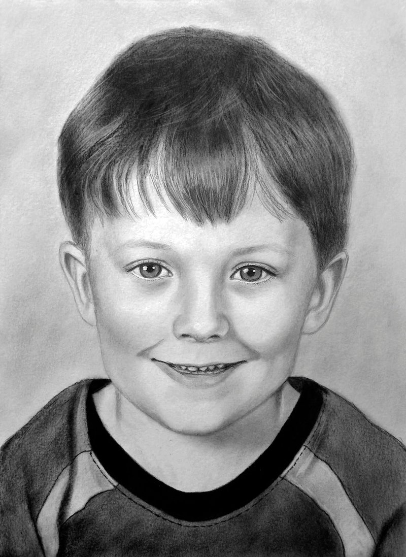 逼真的儿童肖像定制绘画婴儿肖像照片儿童艺术 - 订制画像 - 纸 灰色