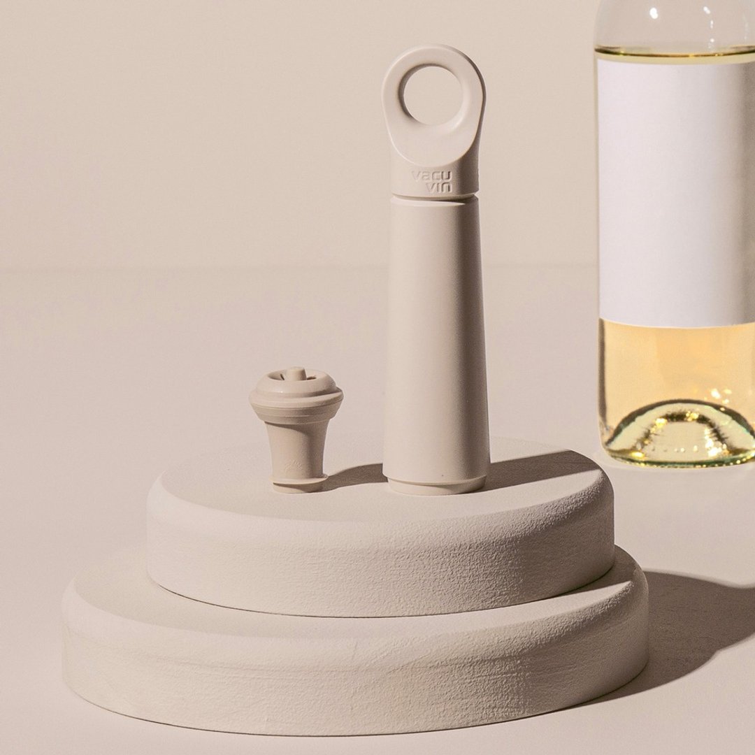 荷兰 Vacu Vin Loop 抽真空器 + 酒瓶塞 (象牙白) | 真空瓶塞 - 酒杯/酒器 - 塑料 白色