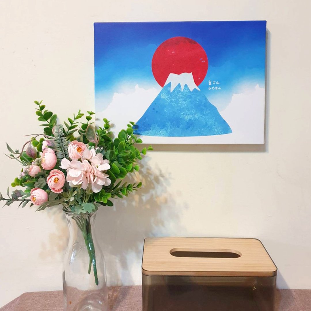 富士山 挂画 无框画 - 海报/装饰画/版画 - 木头 蓝色