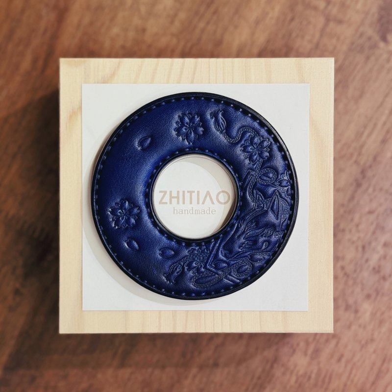 原创手工制作牛皮剑道刀镡 御先稻荷 蓝色 剑锷 Tsuba - 运动配件 - 真皮 蓝色
