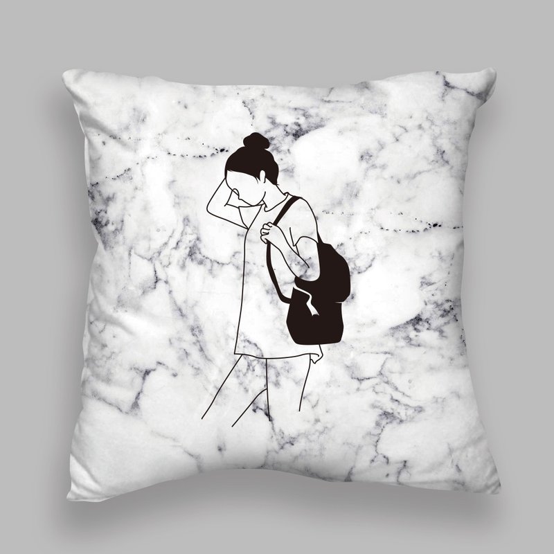 男与女 / 女版 / 大理石纹抱枕/枕头/靠垫/交换礼物 - 枕头/抱枕 - 棉．麻 灰色