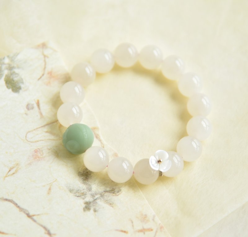 【精品】【春的花儿】天然和田玉老坑青海料货头藕粉粉白圆珠手串 - 手链/手环 - 玉石 粉红色