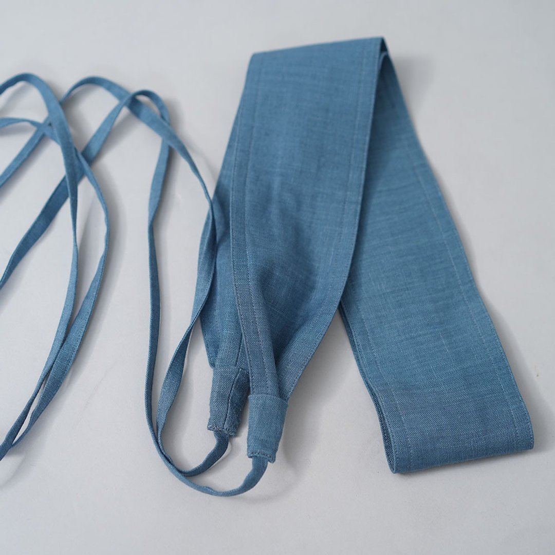 wafu - 亞麻腰帶 Linen Obi Belt / Blue Ivy z022a-ush1 - 皮带/腰带 - 亚麻 蓝色