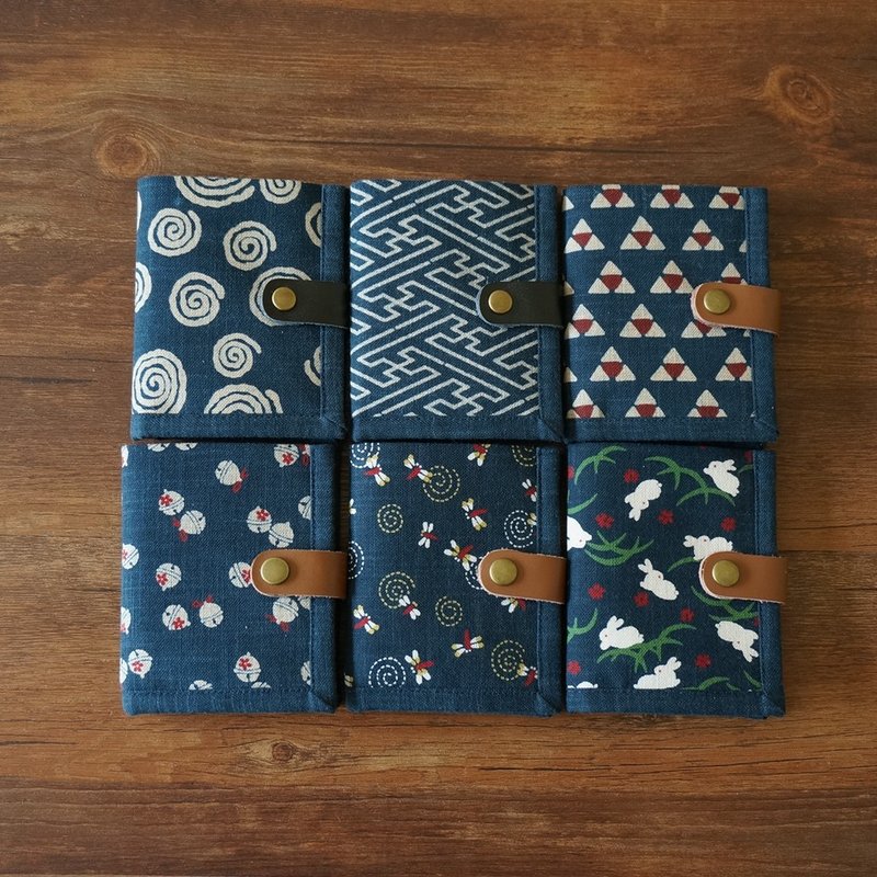 原创手作 日式和风文艺复古 中性短款钱包 古风手工 男女棉麻短夹 钱夹 - 皮夹/钱包 - 棉．麻 蓝色