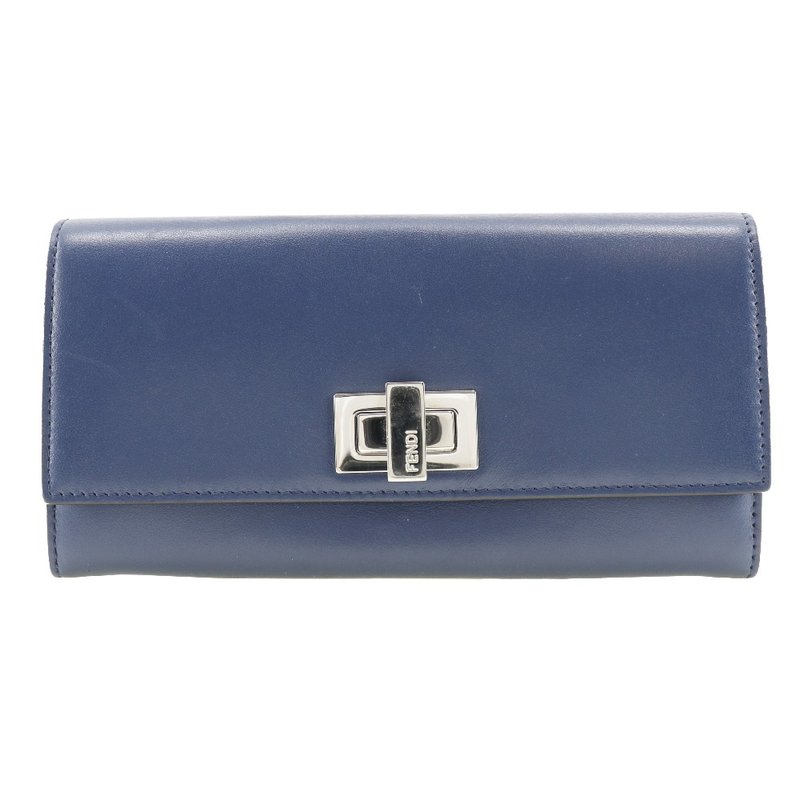 【日本直送】FENDI 经典 PEEKABOO 长夹 8M0377 小牛皮 宝蓝色 女仕【二手】 - 皮夹/钱包 - 真皮 蓝色