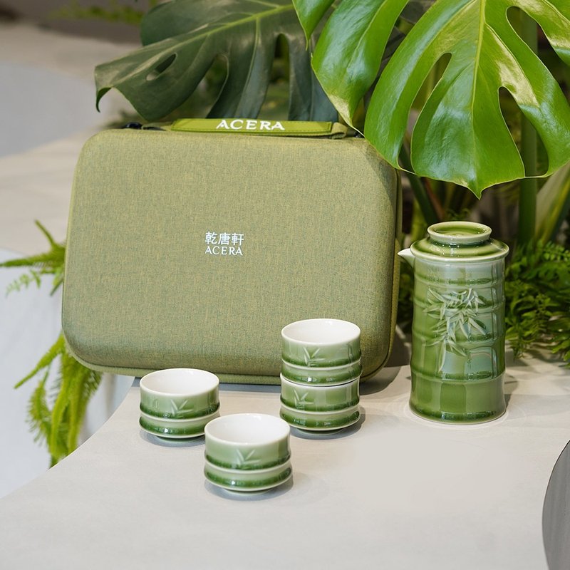 干唐轩陶器活瓷 |竹君子泡茶器 / 一壶+四杯 / 2色 - 茶具/茶杯 - 瓷 绿色