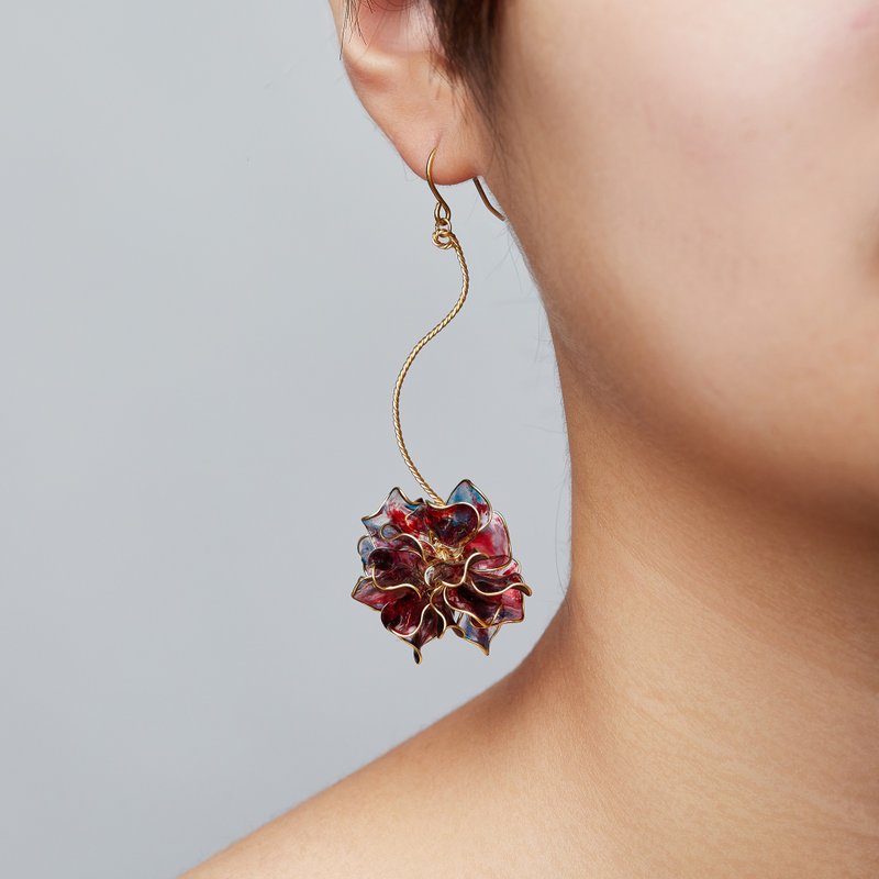 浪花波波-手工耳环 树脂耳环 水晶花 耳针 耳夹 - 耳环/耳夹 - 其他材质 