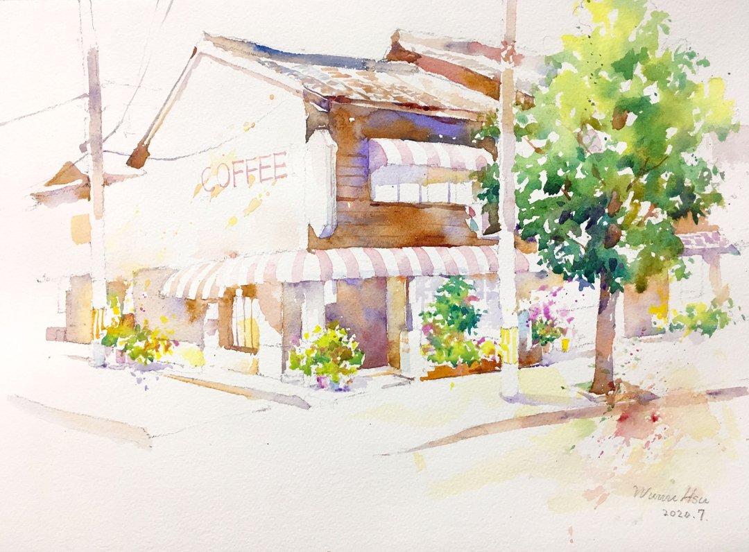 体验活动。Wu Wu 老师-旅途上的风景水彩课 街角的咖啡店 -台南场 - 插画/绘画/写字 - 纸 