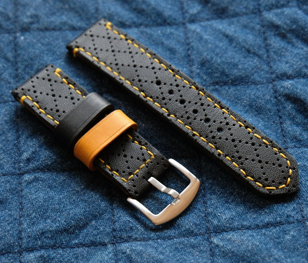 leather watch strap, Cross III model, black watch strap - 表带 - 真皮 黑色