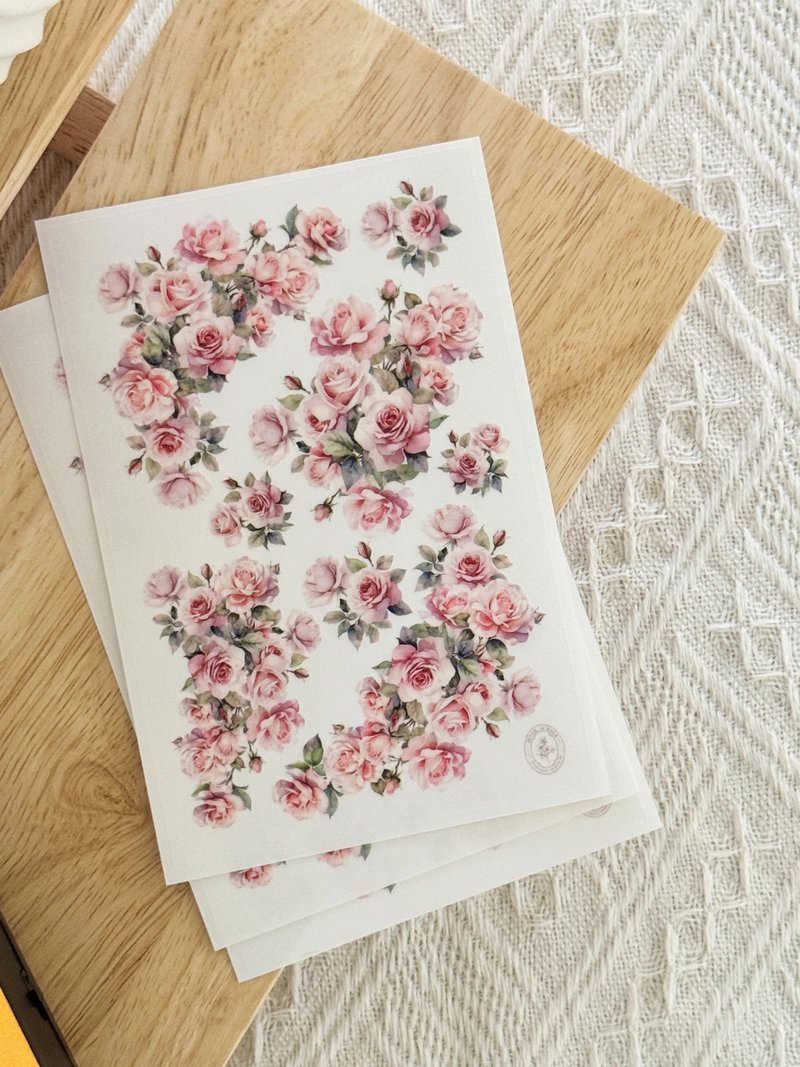 浪漫玫瑰透明贴纸 - 贴纸 - 纸 