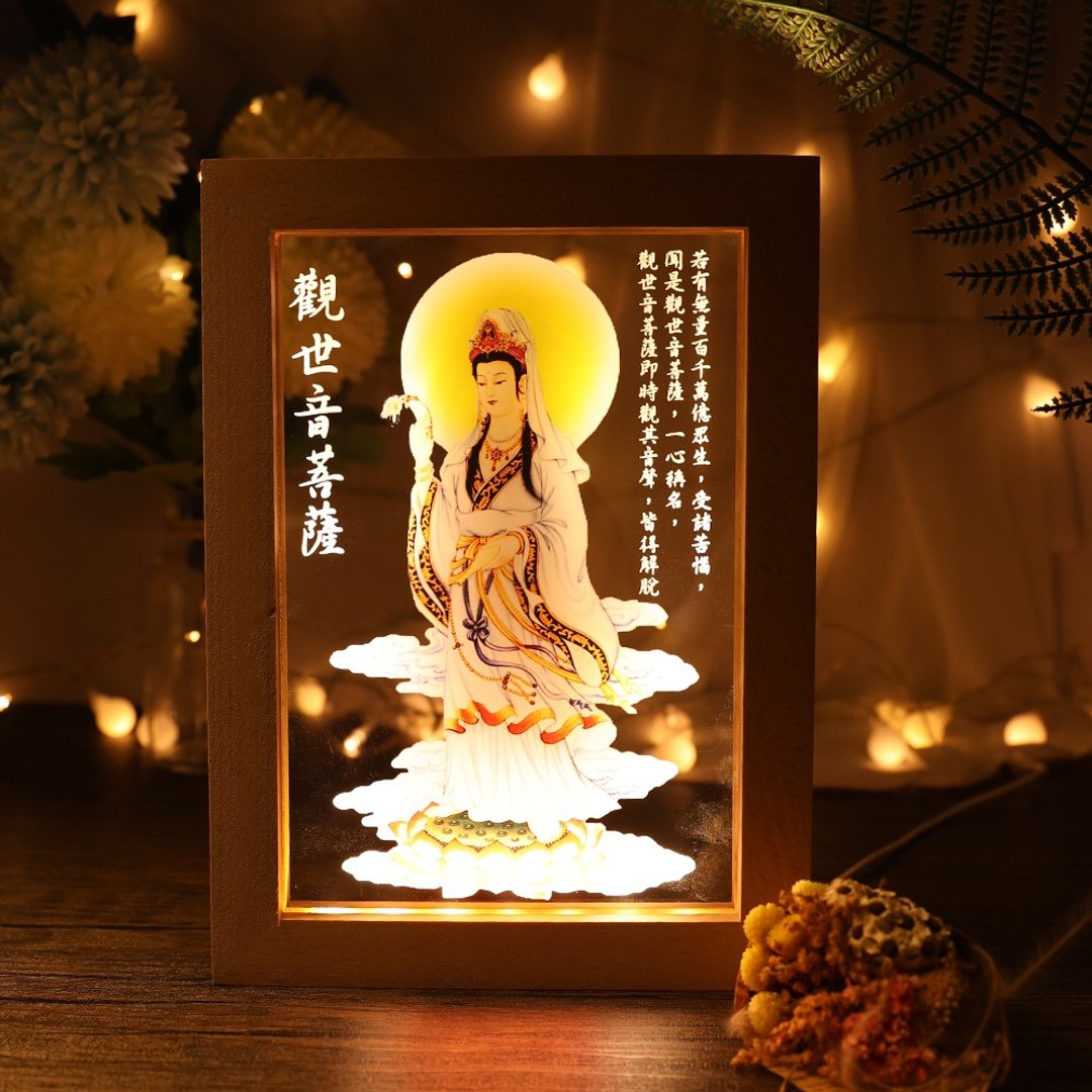 【M.U工坊】观世音菩萨小夜灯 心经 西方三圣 阿弥陀佛 订制夜灯 - 灯具/灯饰 - 其他材质 
