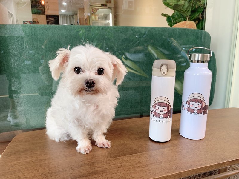 我最亲爱的毛小孩 蜡笔头插画保温瓶 定制宠物纪念 实用暖心小礼 - 订制抱枕/饰品 - 不锈钢 白色