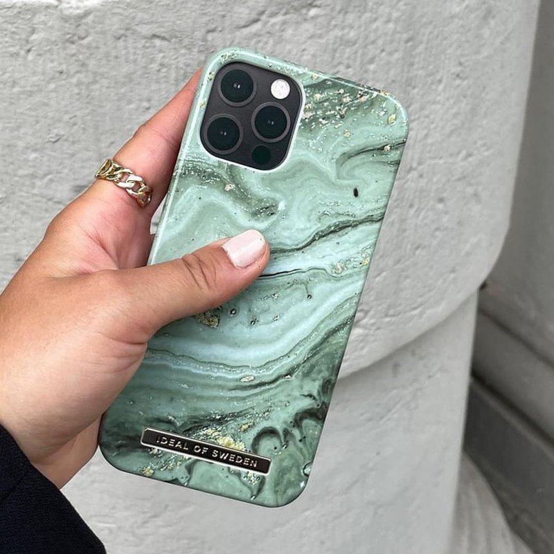 iPhone 13 系列 北欧时尚瑞典流行手机壳-薄荷漩涡大理石 - 手机壳/手机套 - 塑料 绿色