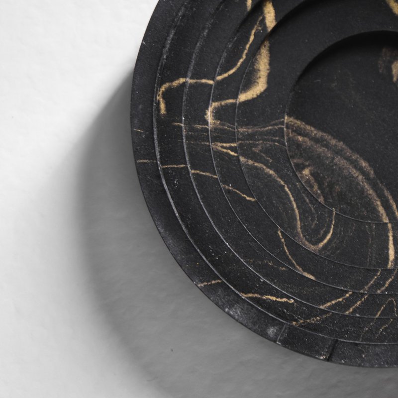 再生大理石。杯垫。烛台。黑 - 杯垫 - 石头 黑色