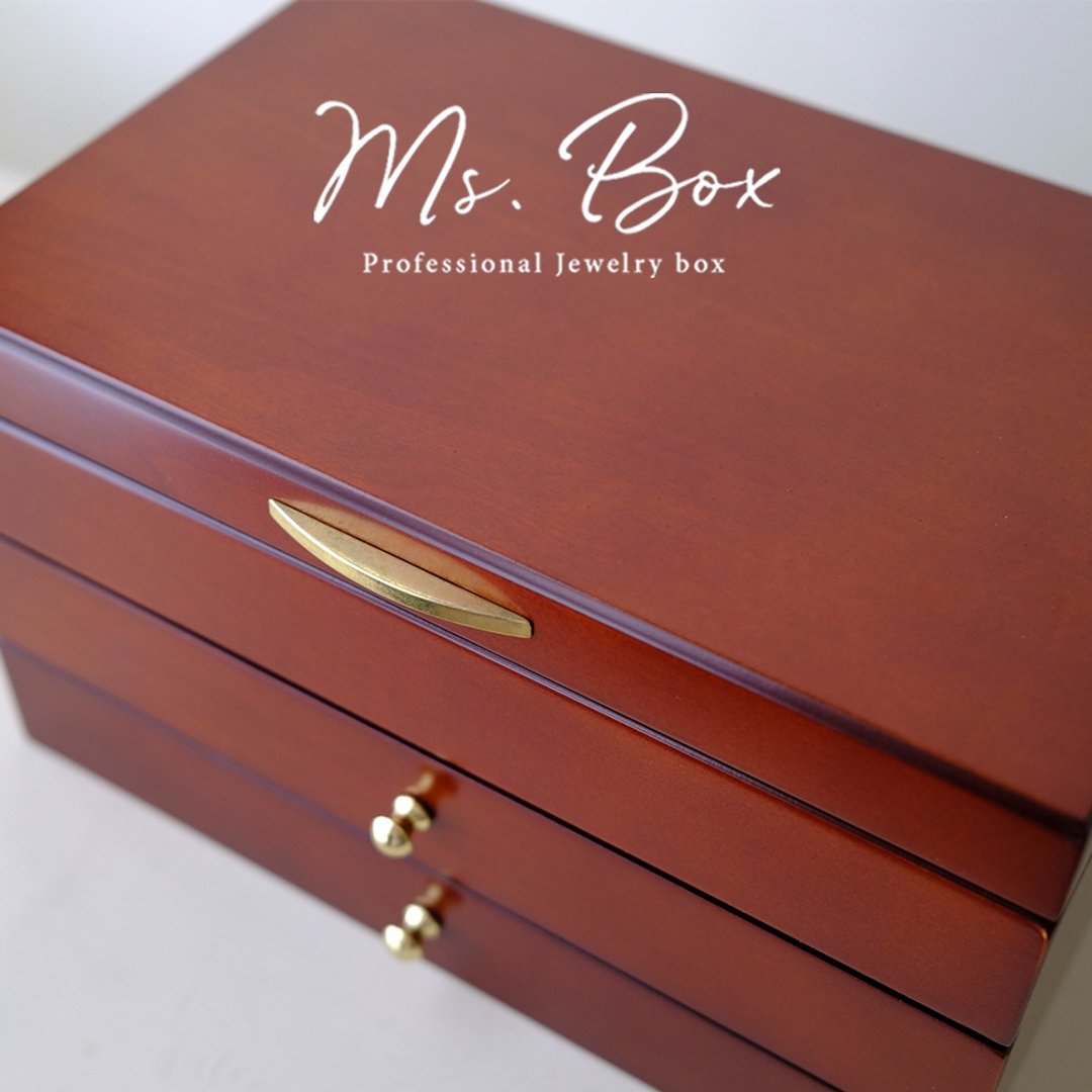 【Ms. box 箱子小姐】英式古典风格木制珠宝盒胡桃木拼花/素面款 - 收纳用品 - 木头 咖啡色