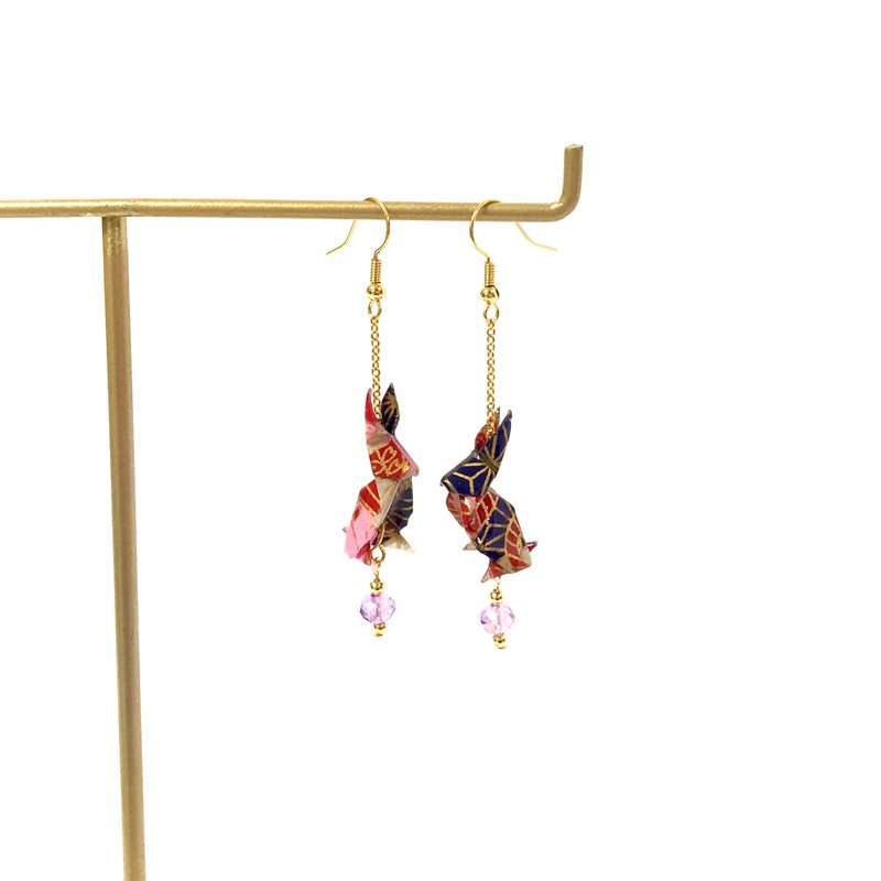 【SGS检验合格】日系折纸系列耳环-兔子款 (限定色) - 耳环/耳夹 - 纸 多色