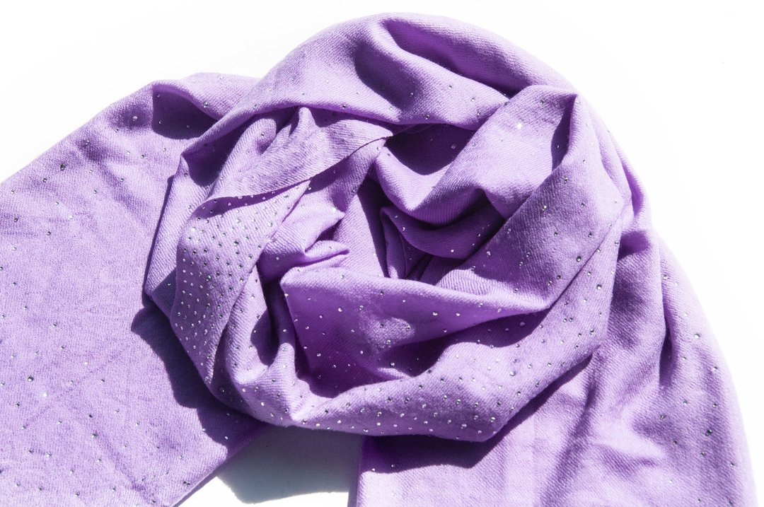 喀什米尔Cashmere 水钻羊绒围巾 纯羊毛围巾披巾 戒指绒披肩-星空 - 围巾/披肩 - 羊毛 紫色