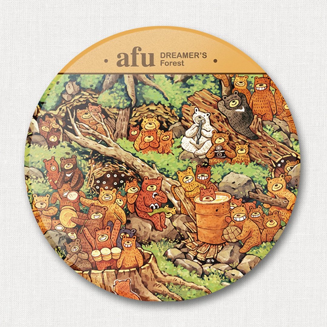 afu陶瓷吸水杯垫-小熊森林 - 杯垫 - 陶 橘色