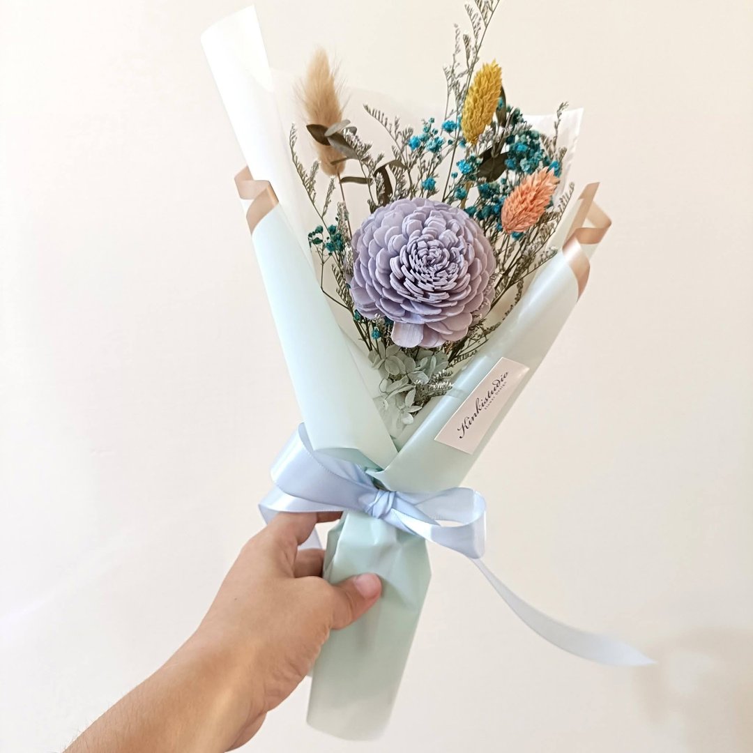 毕业花束玫瑰向日葵太阳花 | 新品永生花干燥花谢师礼物 S 线下取货 - 干燥花/捧花 - 植物．花 粉红色