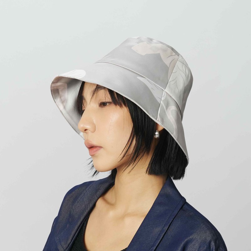 【绝版品50%OFF】优雅蛇纹印花渔夫帽 摩卡浅棕色 - 帽子 - 聚酯纤维 卡其色