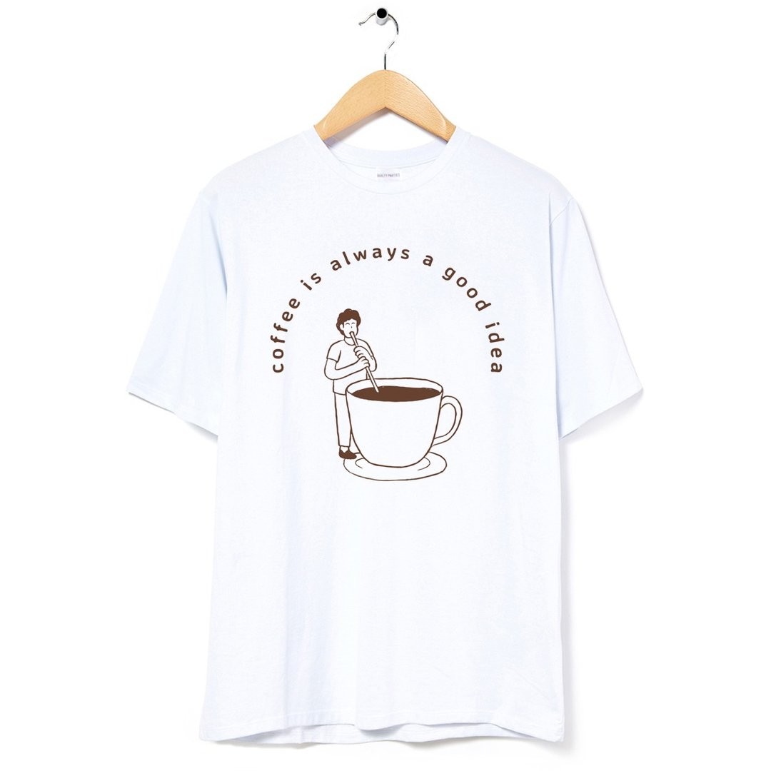 coffee good idea 中性短袖T恤 白色 交换礼物快速出货咖啡疯设祭 - 男装上衣/T 恤 - 棉 白色