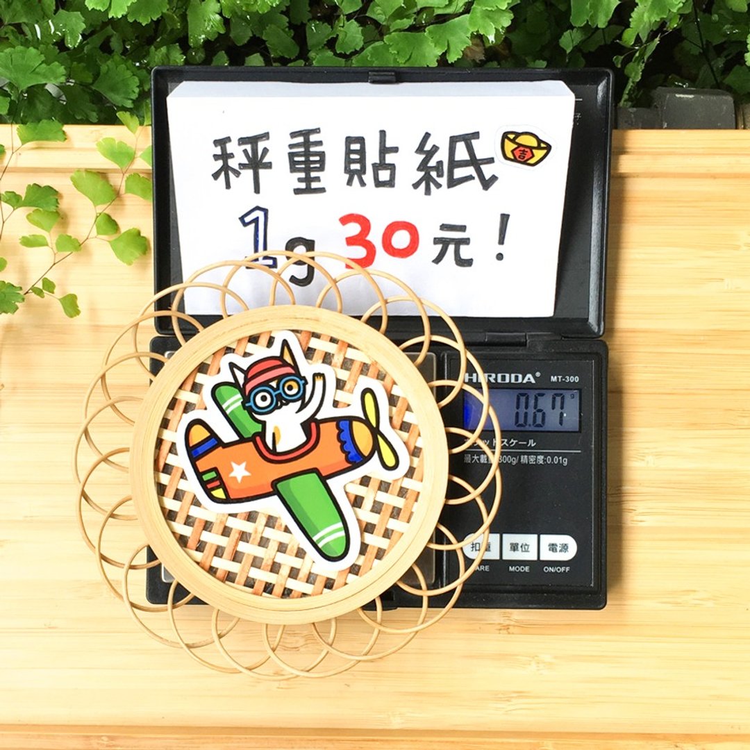 呱嘎嘎秤重小贴纸 - [4]猫咪飞飞 - 贴纸 - 防水材质 多色