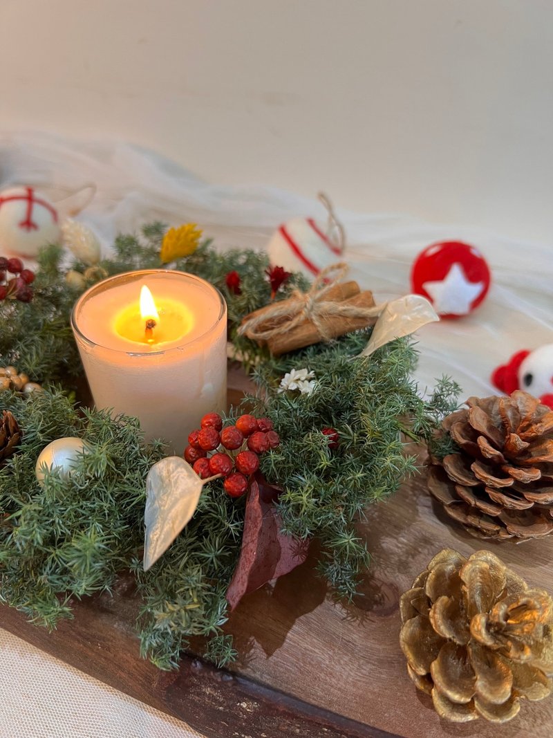 圣诞烛台花圈 迷你花圈 - 干燥花/捧花 - 植物．花 