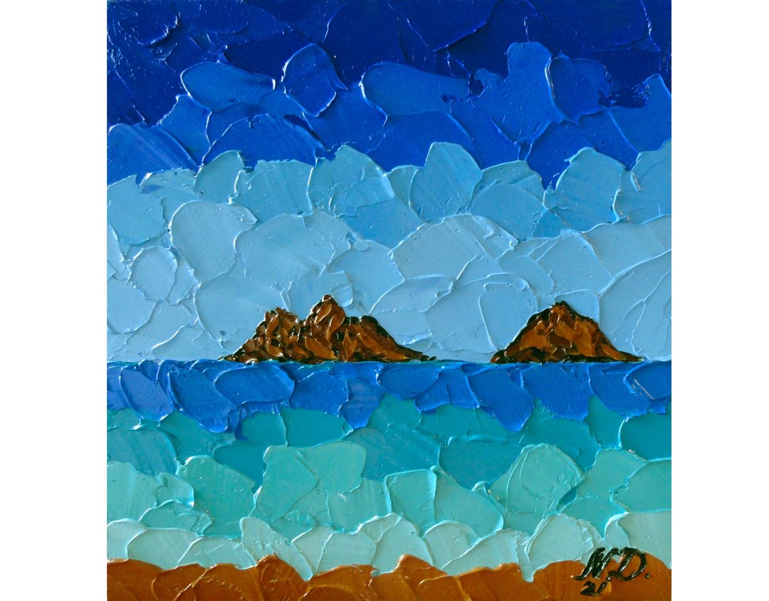夏威夷拉尼凯海滩绘画原创艺术油画夏威夷海景 - 海报/装饰画/版画 - 其他材质 蓝色