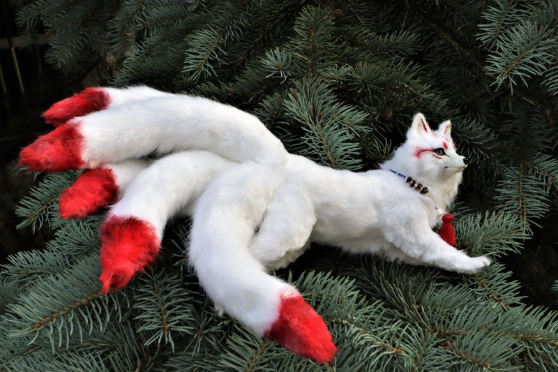 Kitsune FOX 5 尾 BJD 艺术娃娃可摆姿势定制 - 玩偶/公仔 - 环保材料 白色