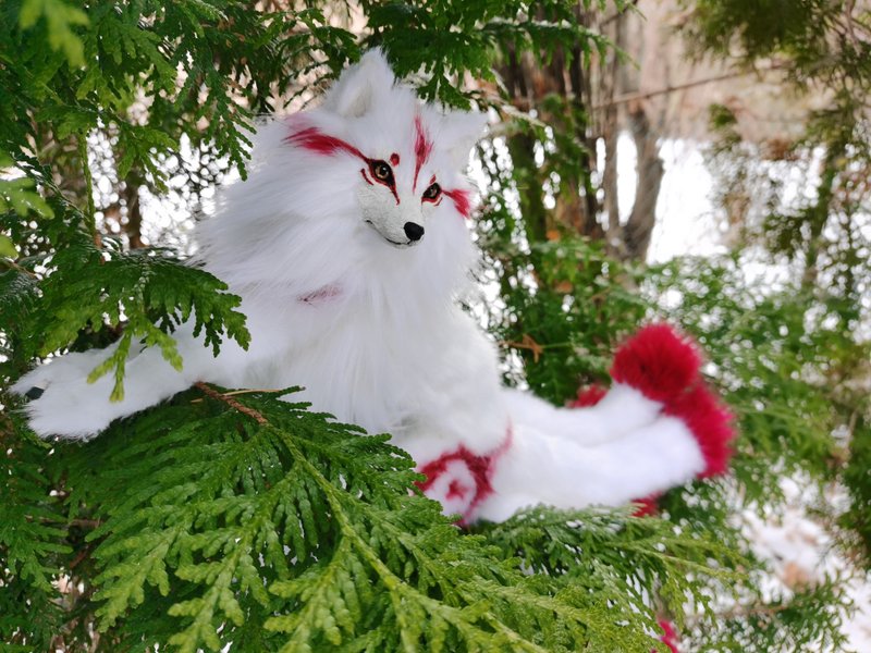 Kitsune FOX 5 尾 BJD 艺术娃娃可摆姿势定制 - 玩偶/公仔 - 环保材料 白色