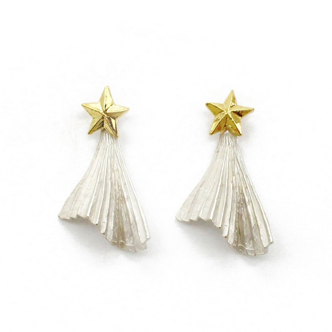 Star shade Pierced / Star shade earrings PA 405 - 耳环/耳夹 - 其他金属 金色