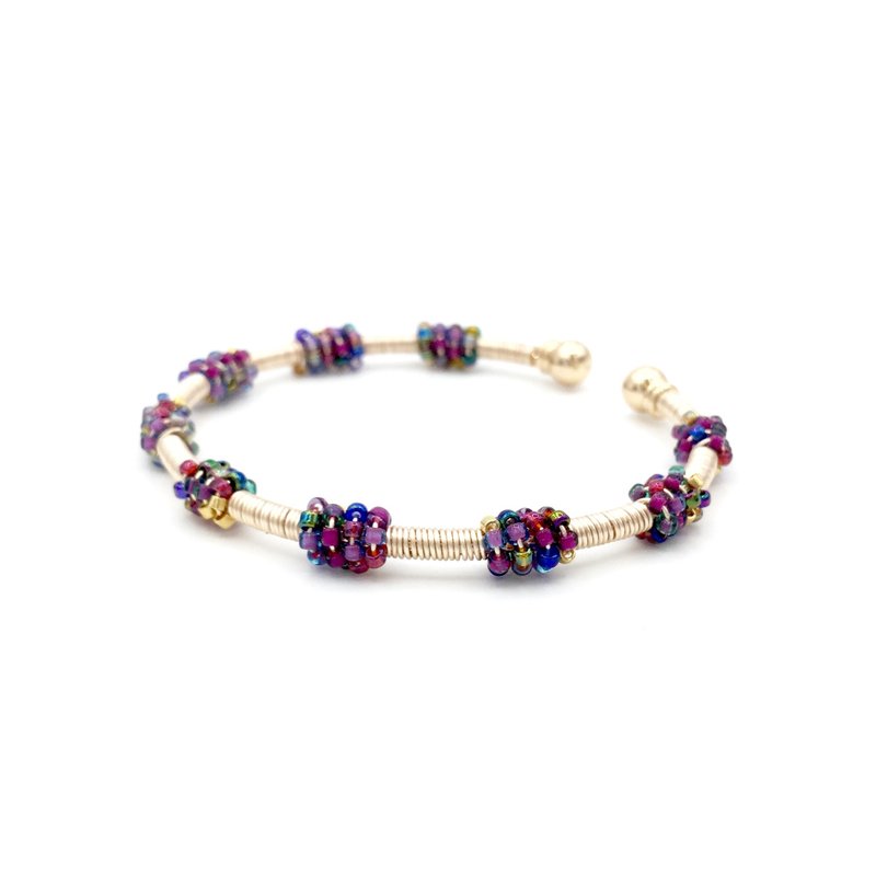 Pamycarie紫红色米珠镀16K金铜镯 - 手链/手环 - 玻璃 紫色